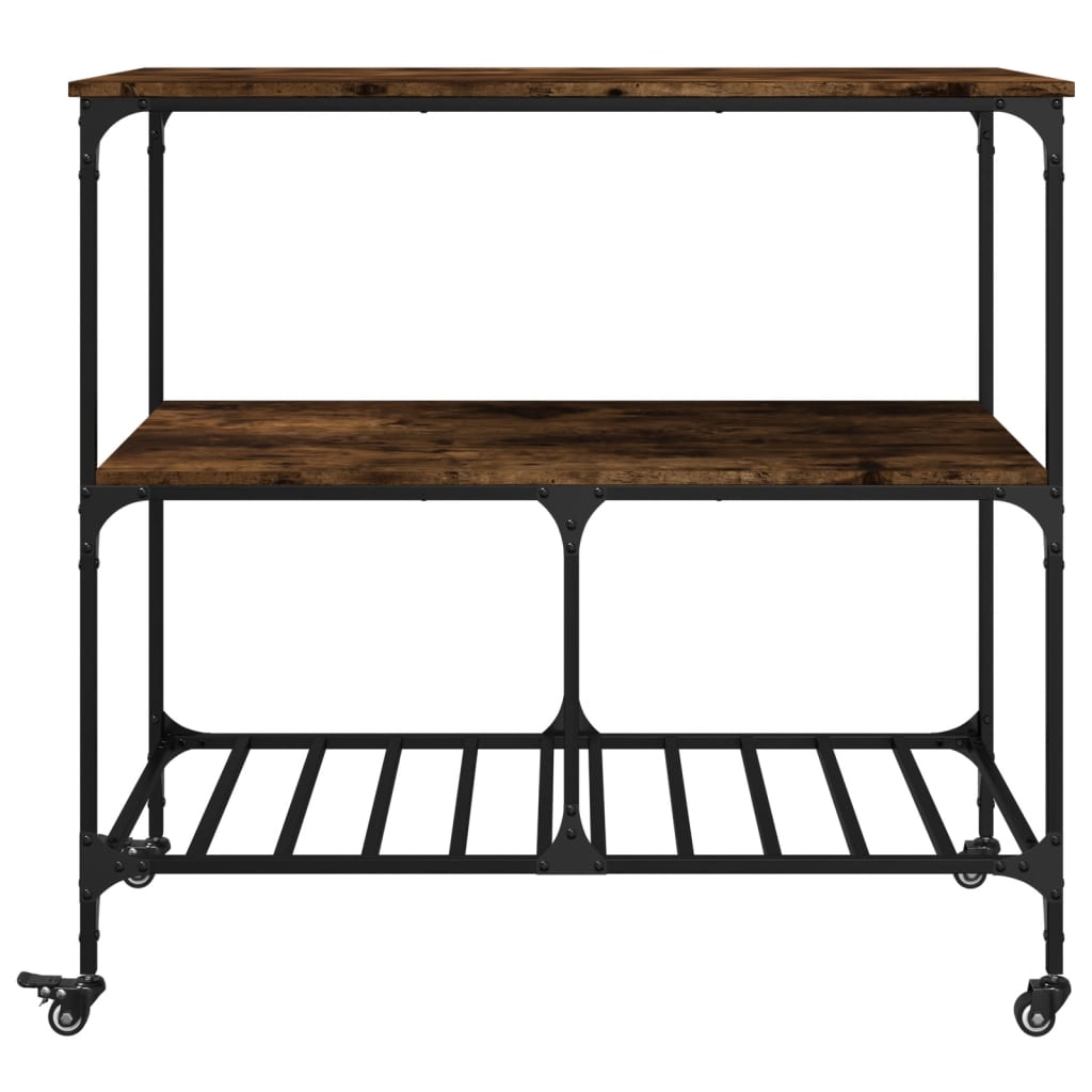 køkkenvogn 100x50x95 cm konstrueret træ røget egetræsfarve