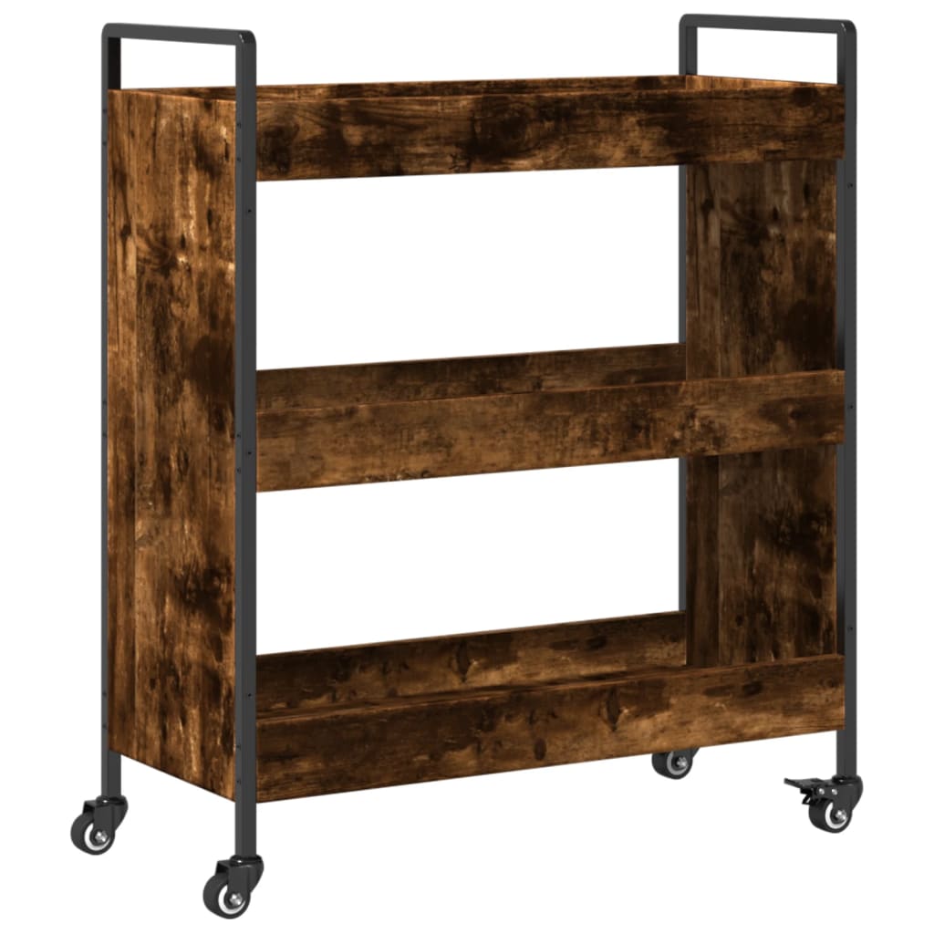 køkkenvogn 70x30x82 cm konstrueret træ røget egetræsfarve