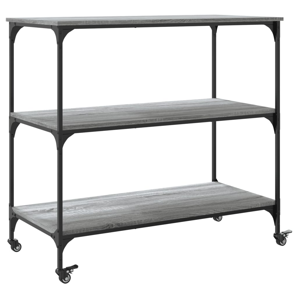 køkkenvogn 102x50x95 cm konstrueret træ grå sonoma-eg