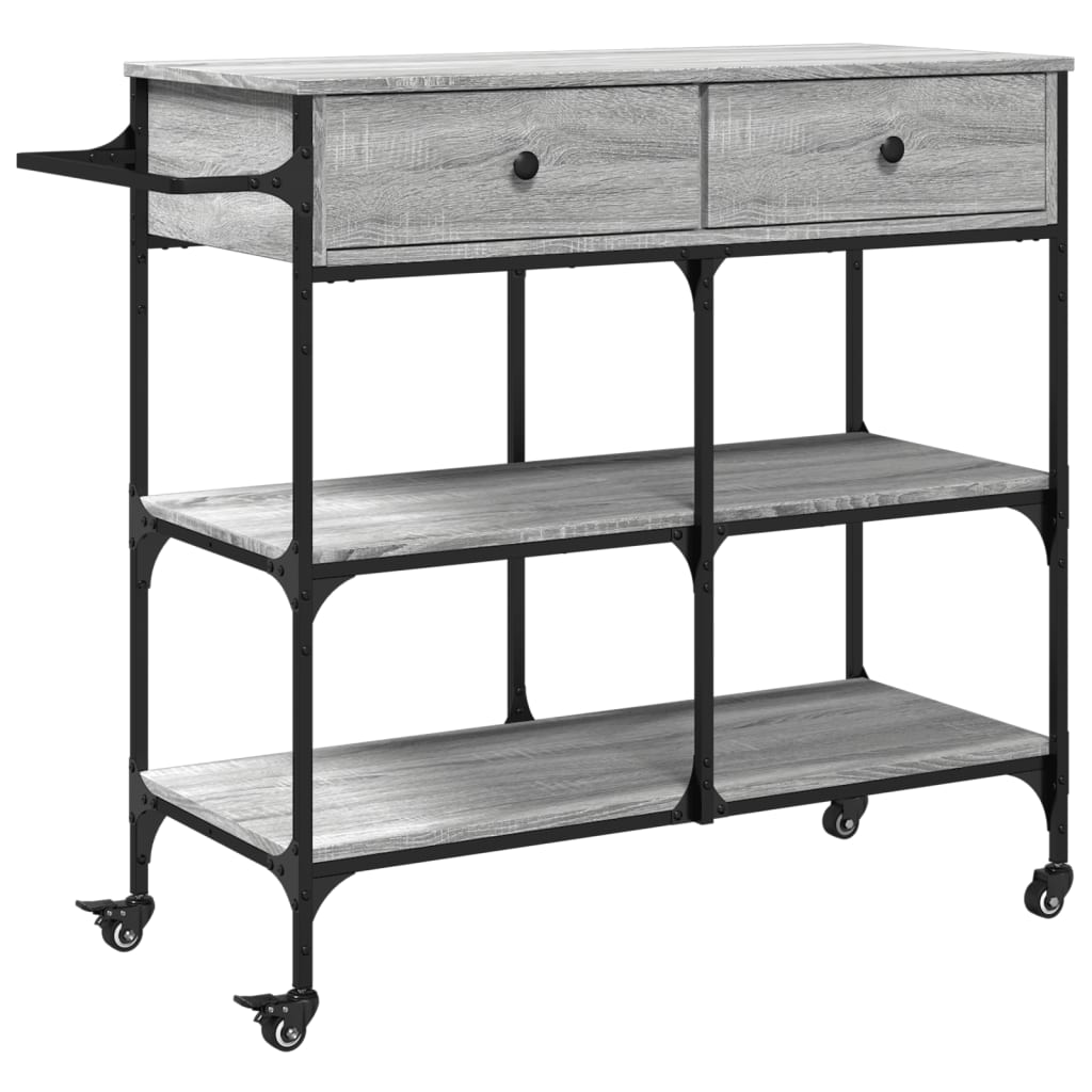 køkkenvogn 105x42x95 cm konstrueret træ grå sonoma-eg