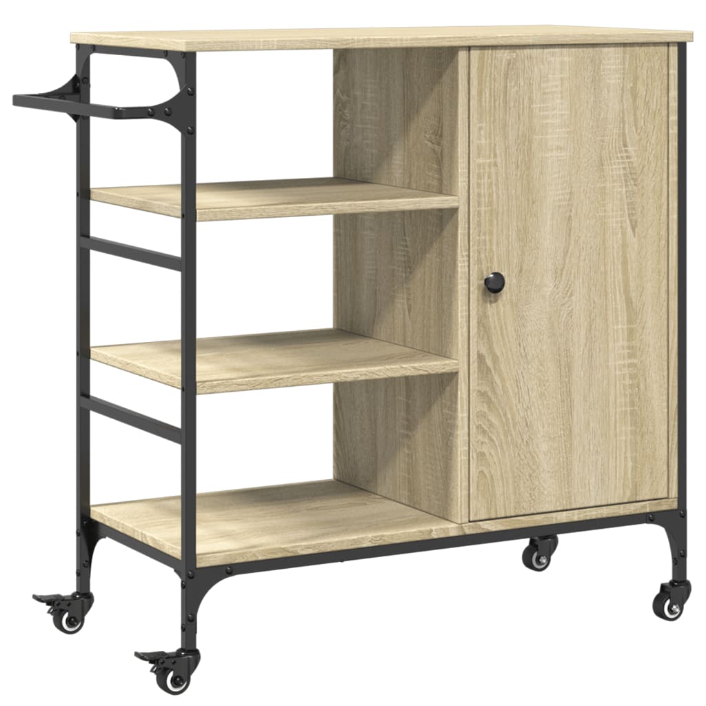 køkkenvogn 87,5x38,5x84,5 cm konstrueret træ sonoma-eg