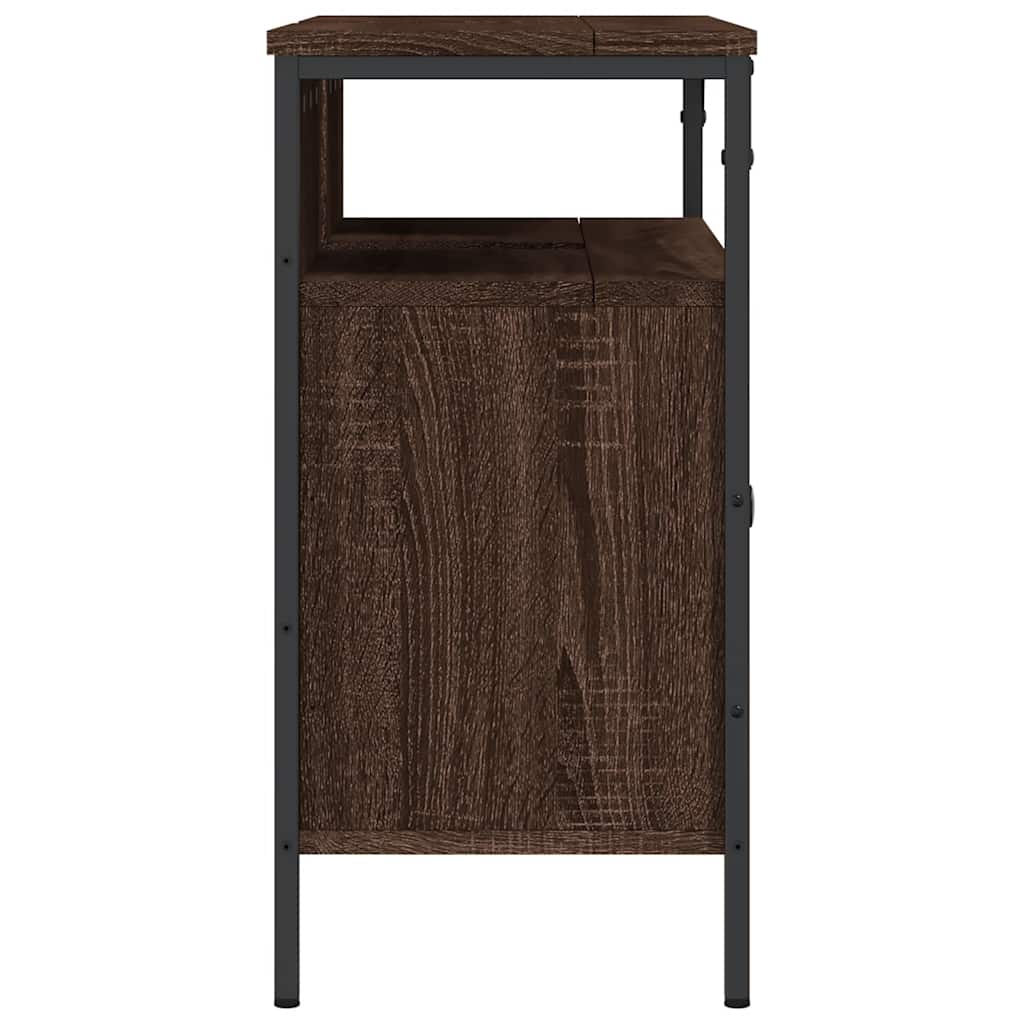 underskab til håndvask 80x30x60 cm konstrueret træ brunt eg