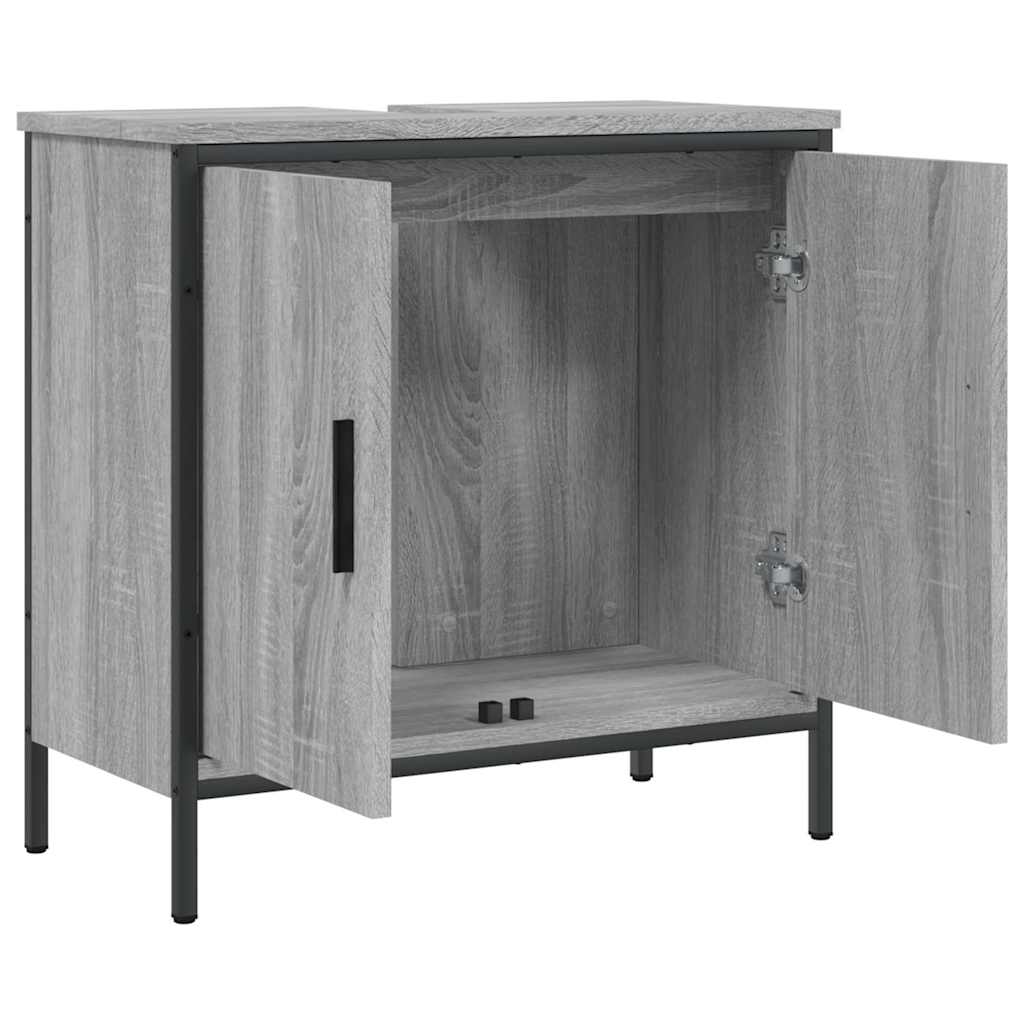 underskab til vask 60x30x60 cm konstrueret træ grå sonoma-eg