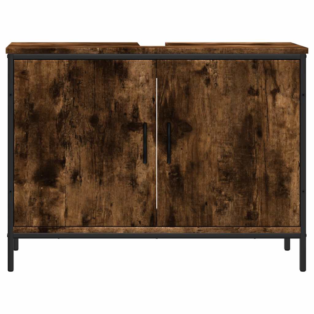underskab til håndvask 80x30x60 cm konstrueret træ røget eg