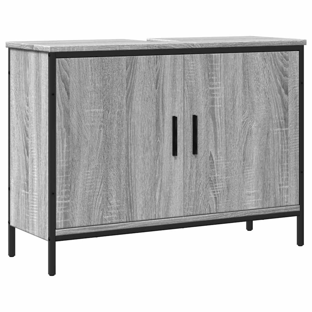 underskab til vask 80x30x60 cm konstrueret træ grå sonoma-eg