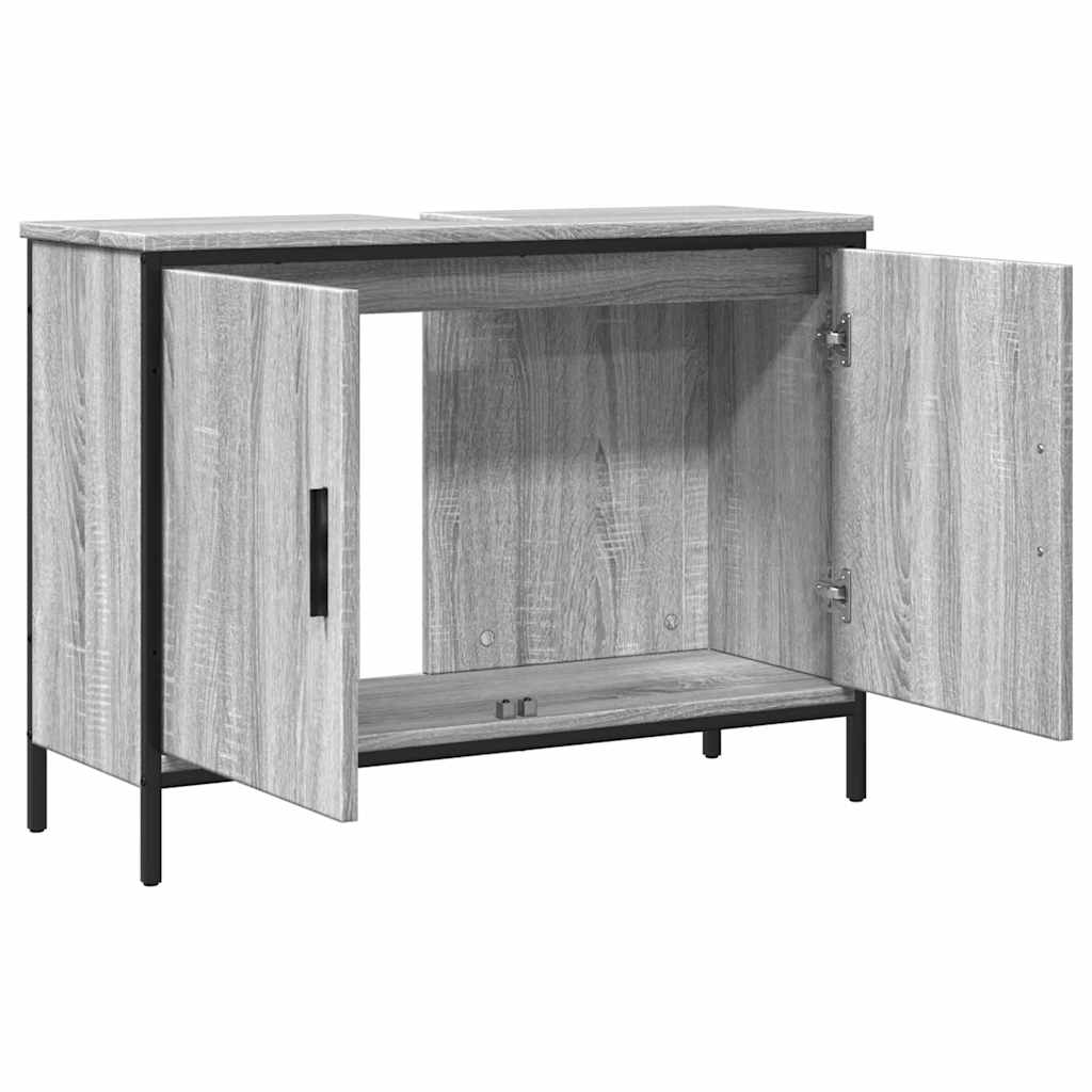 underskab til vask 80x30x60 cm konstrueret træ grå sonoma-eg