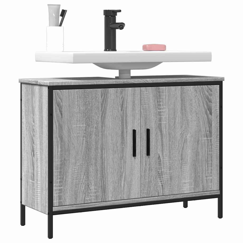 underskab til vask 80x30x60 cm konstrueret træ grå sonoma-eg