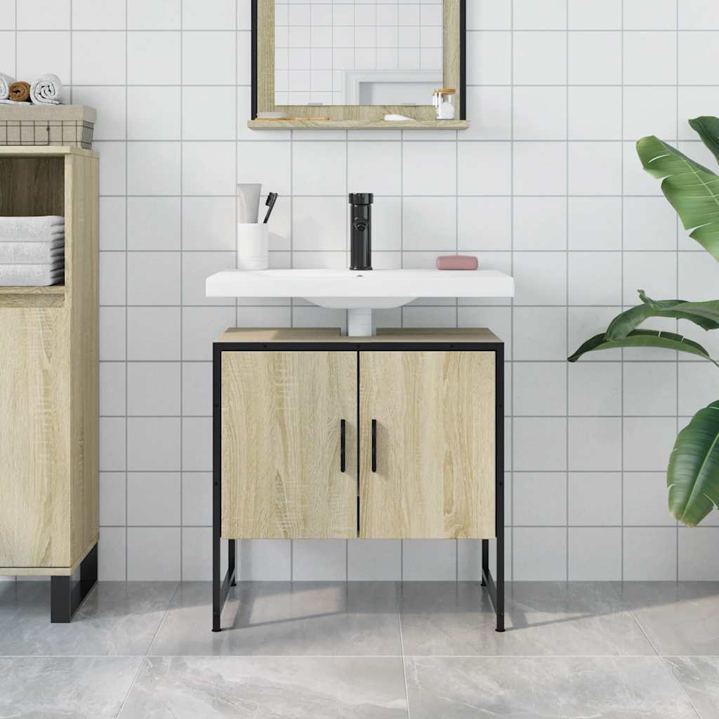 underskab til håndvask 60x33x60 cm konstrueret træ sonoma-eg