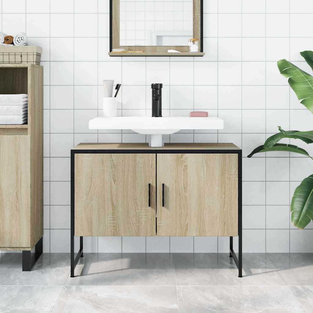 underskab til håndvask 80x33x60 cm konstrueret træ sonoma-eg