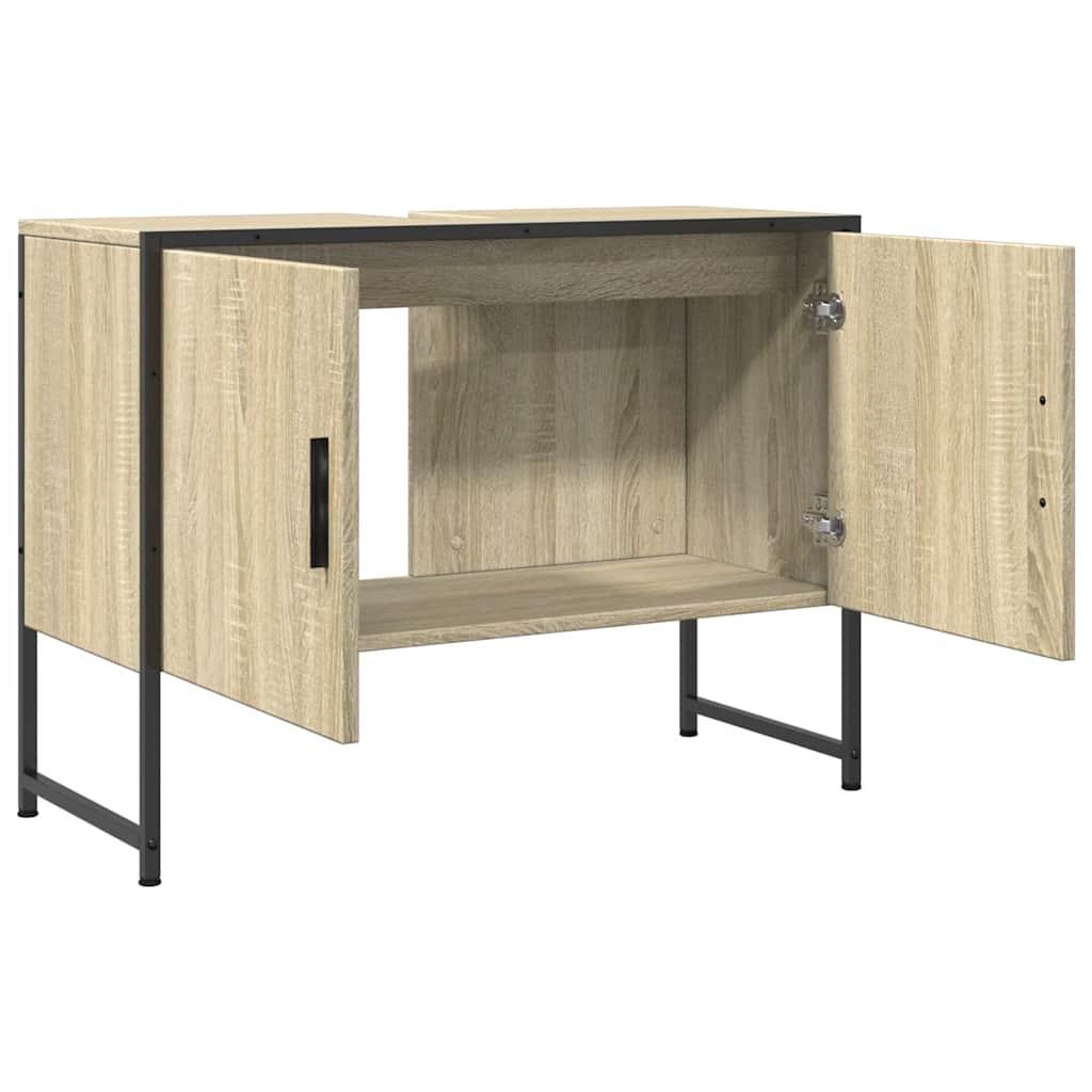 underskab til håndvask 80x33x60 cm konstrueret træ sonoma-eg