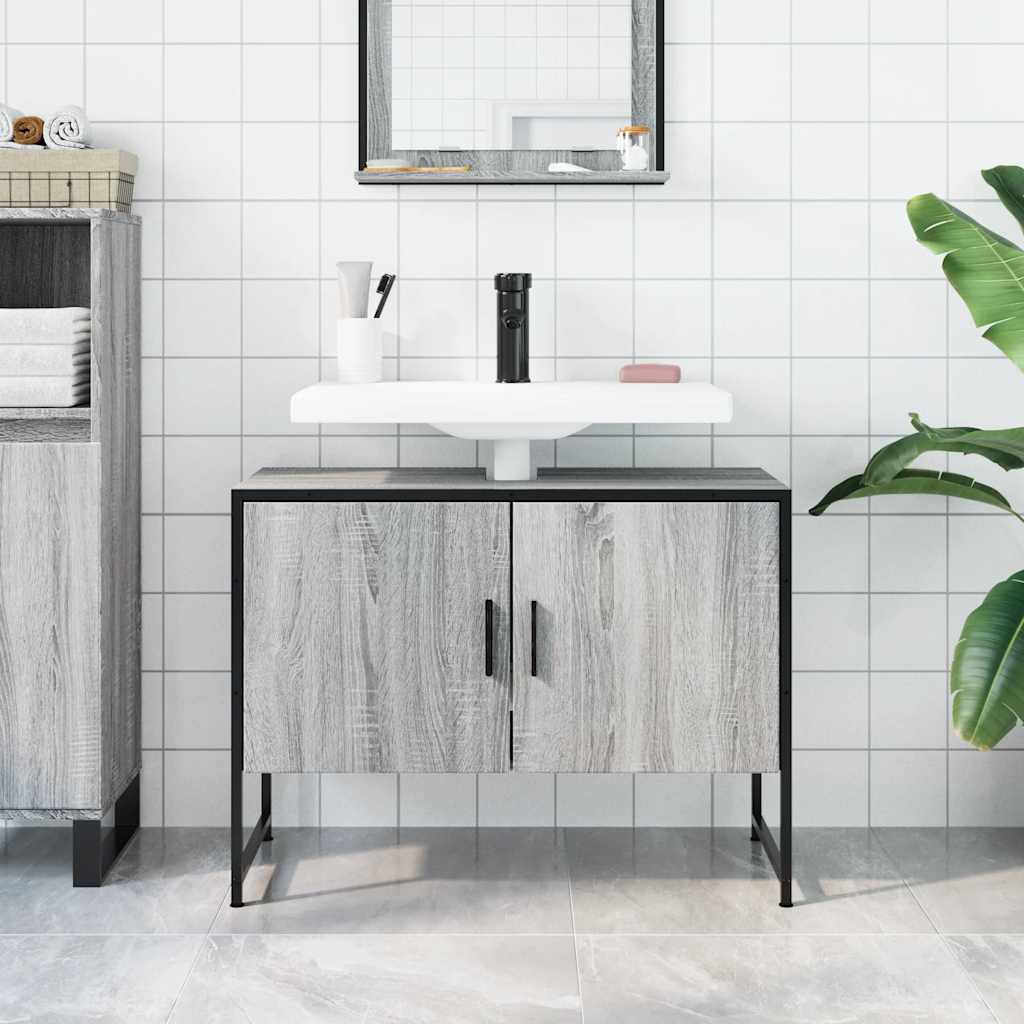 underskab til håndvask 80x33x60 cm konstrueret træ grå sonoma