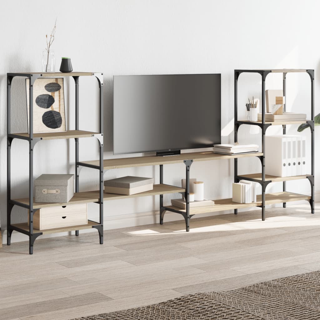 tv-bord 206,5x28,5x95 cm konstrueret træ sonoma-eg