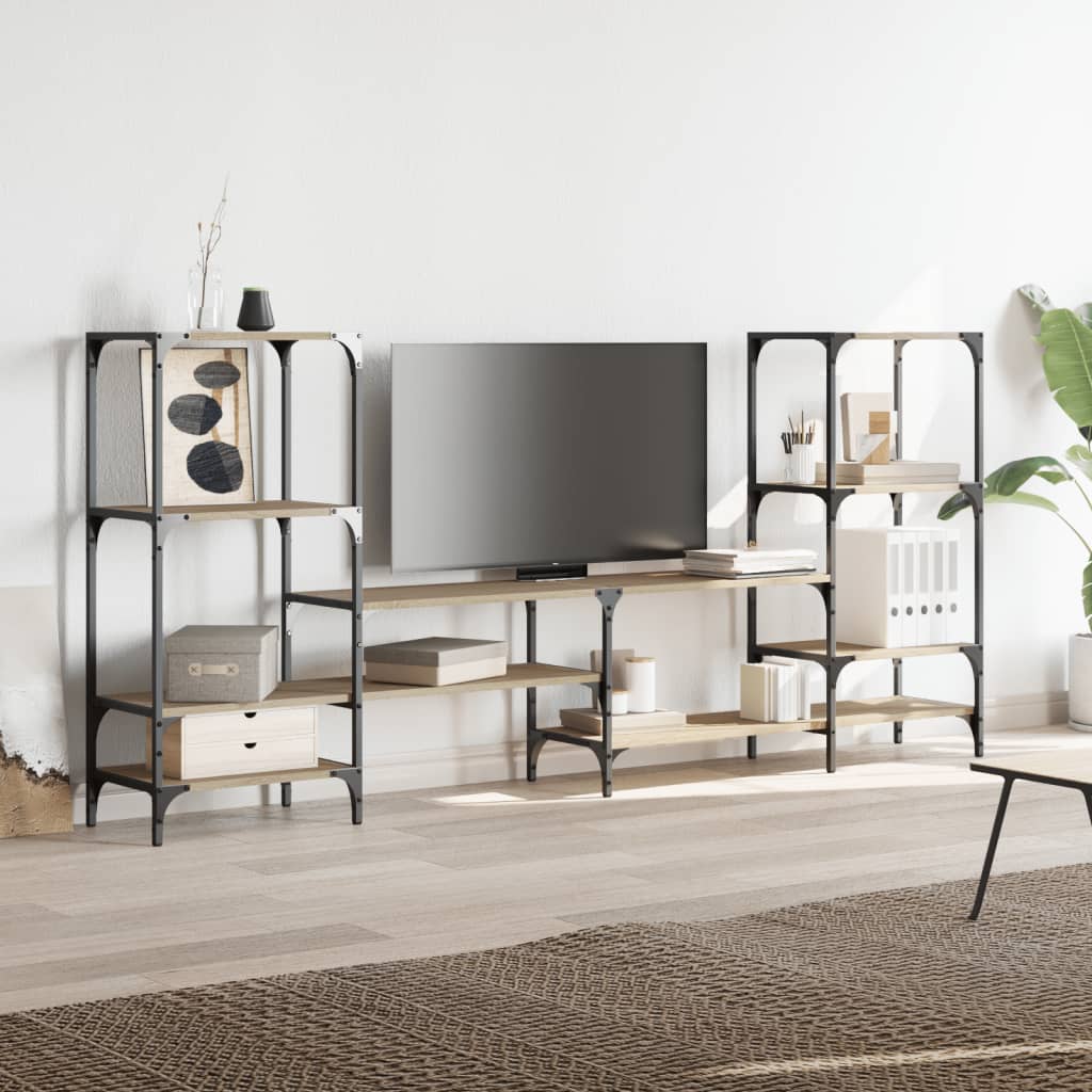 tv-bord 206,5x28,5x95 cm konstrueret træ sonoma-eg