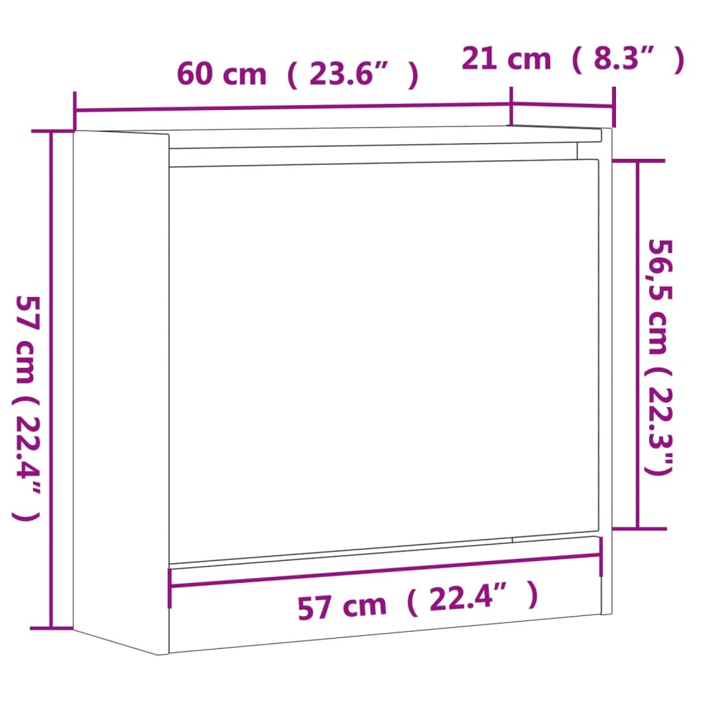 skoreol 60x21x57 cm konstrueret træ sonoma-eg