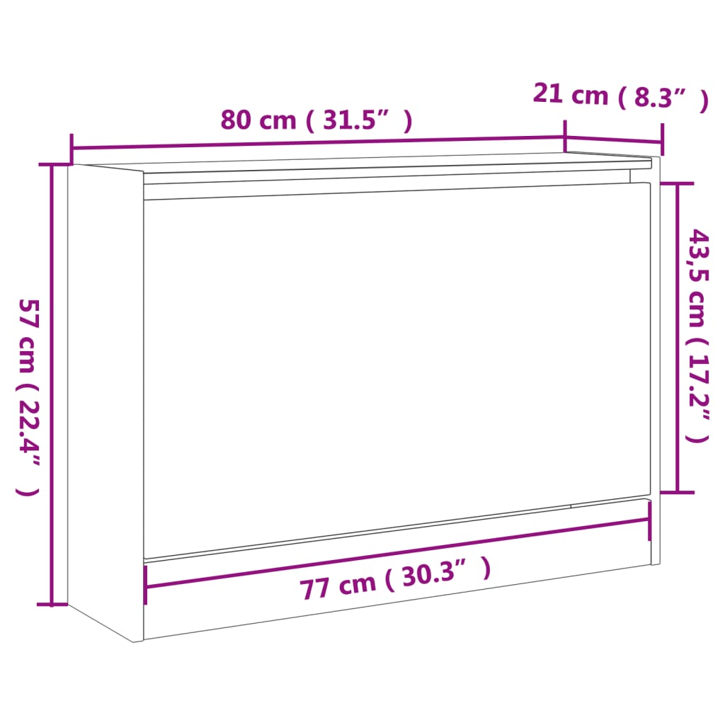 skoreol 80x21x57 cm konstrueret træ betongrå