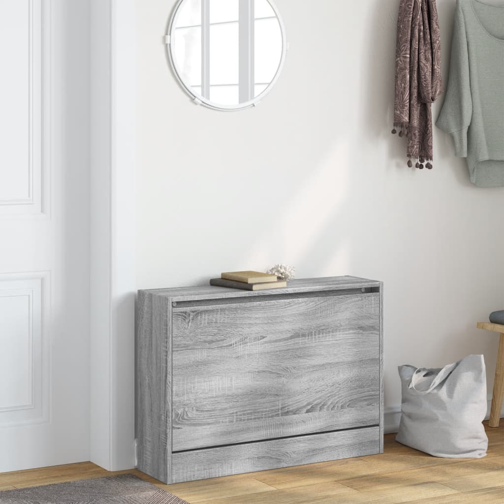 skoskab 80x21x57 cm konstrueret træ grå sonoma-eg