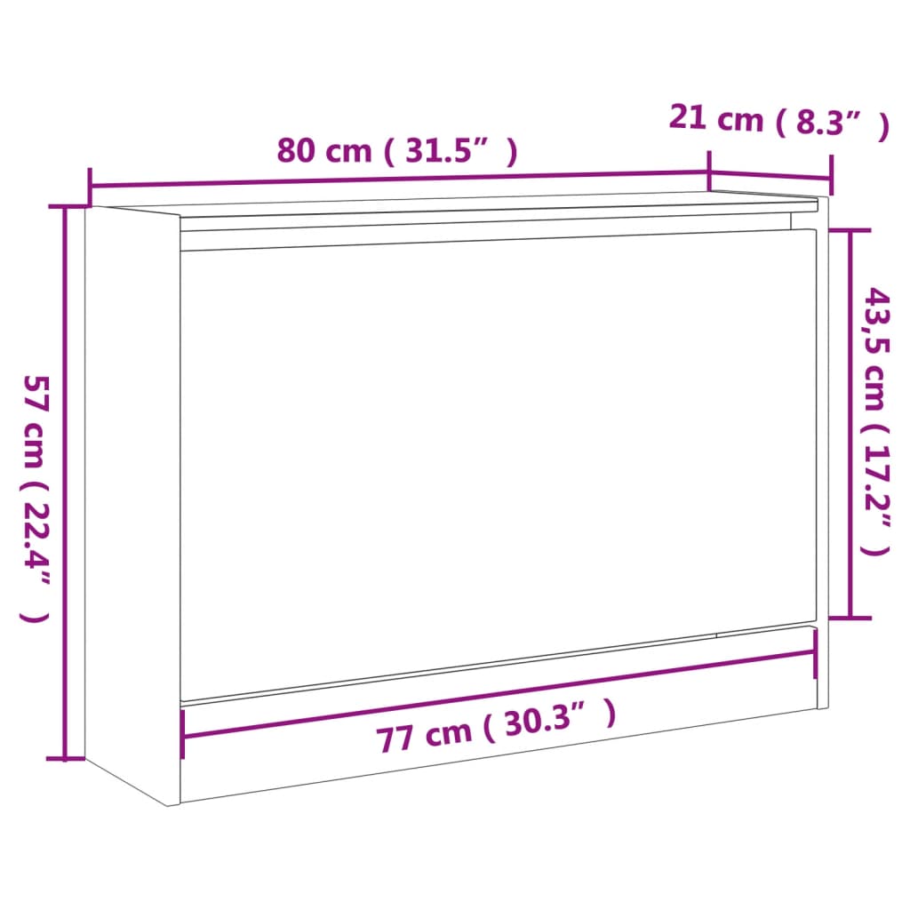 skoskab 80x21x57 cm konstrueret træ grå sonoma-eg