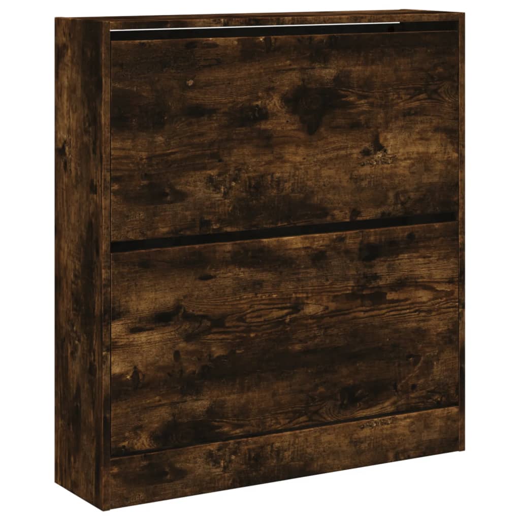skoskab 80x21x87,5 cm konstrueret træ røget egetræsfarve