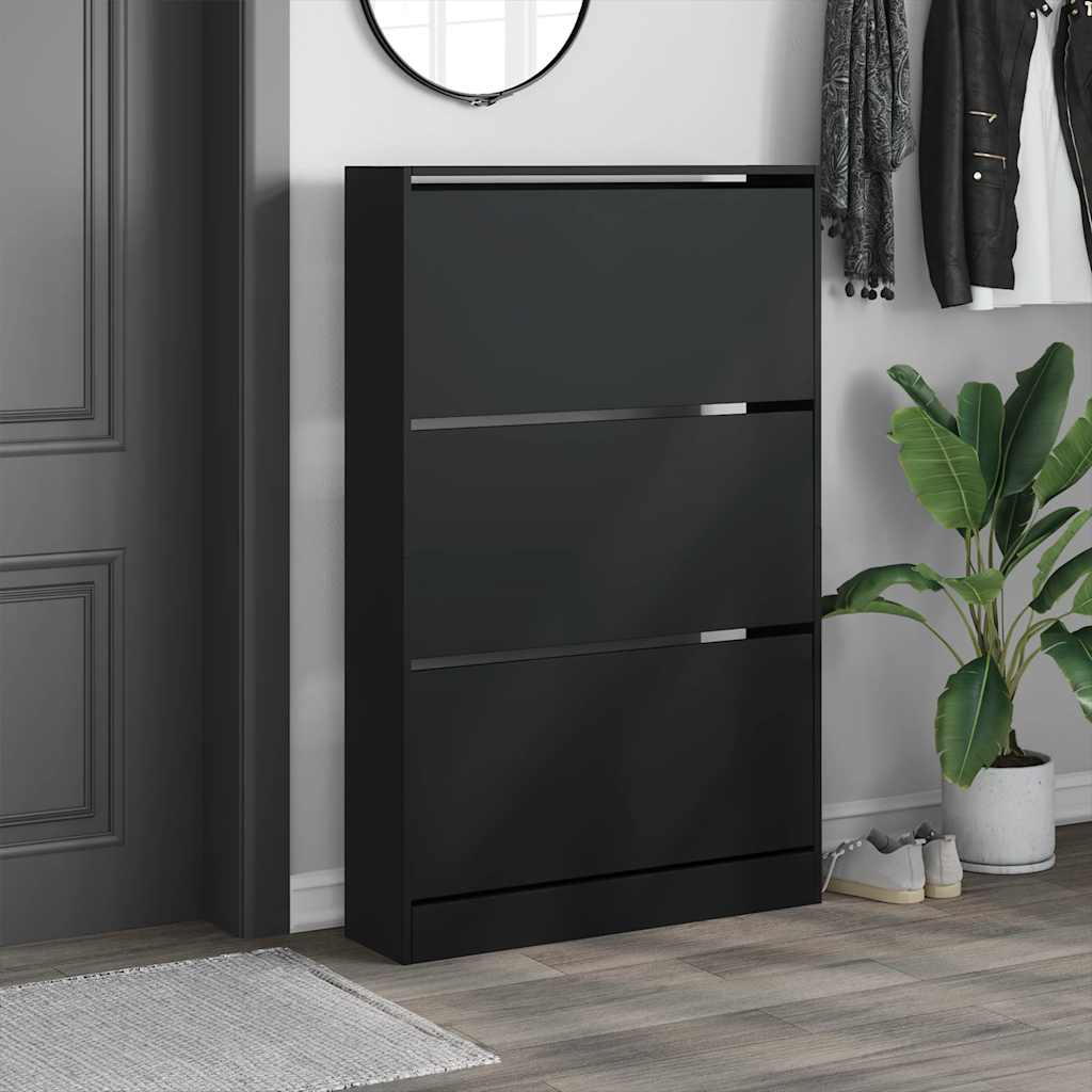 skoreol 80x21x125,5 cm konstrueret træ sort