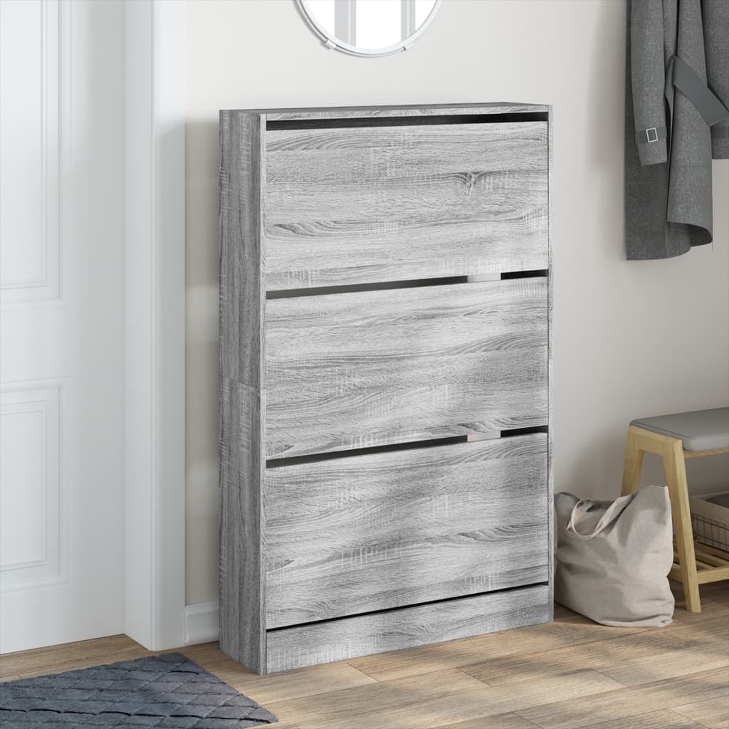skoreol 80x21x125,5 cm konstrueret træ grå sonoma-eg