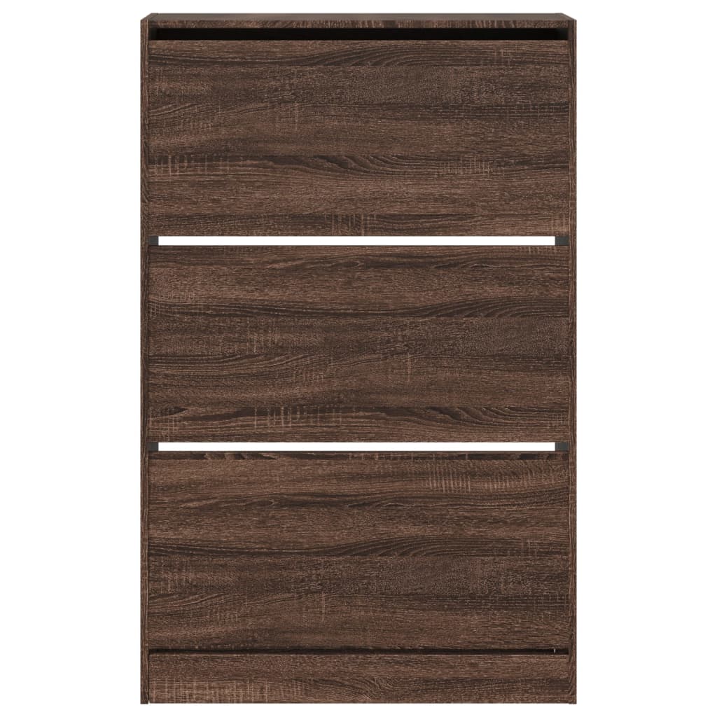 skoskab 80x21x125,5 cm konstrueret træ røget egetræsfarve