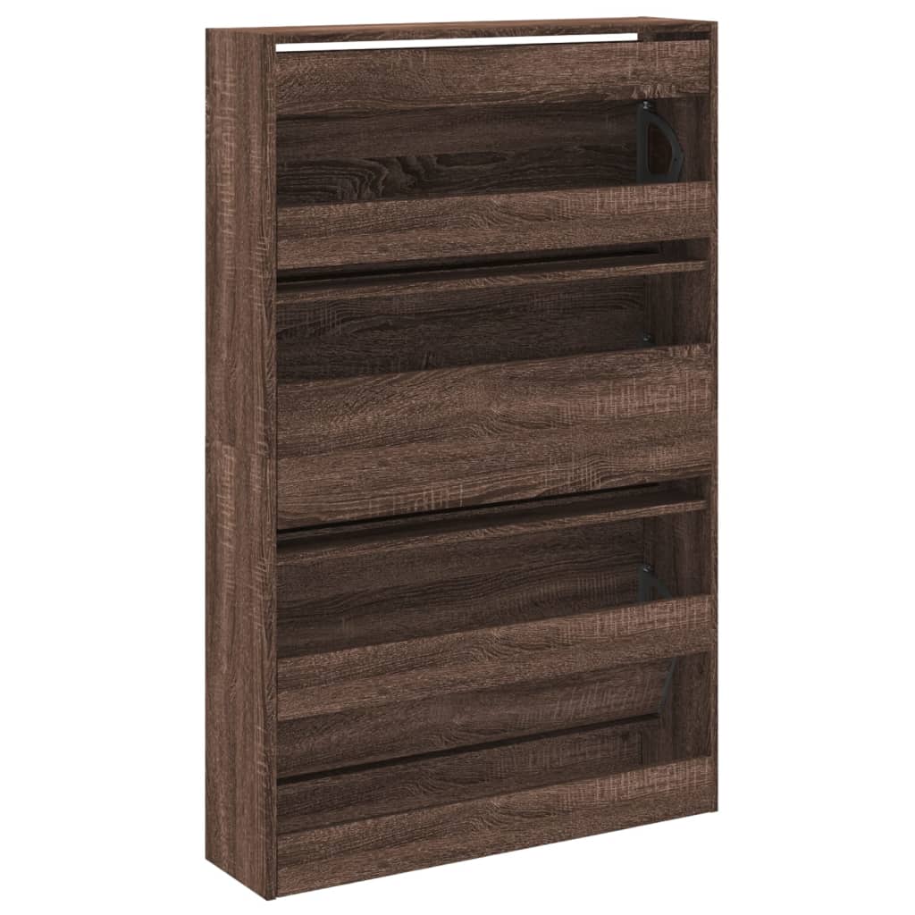 skoskab 80x21x125,5 cm konstrueret træ røget egetræsfarve
