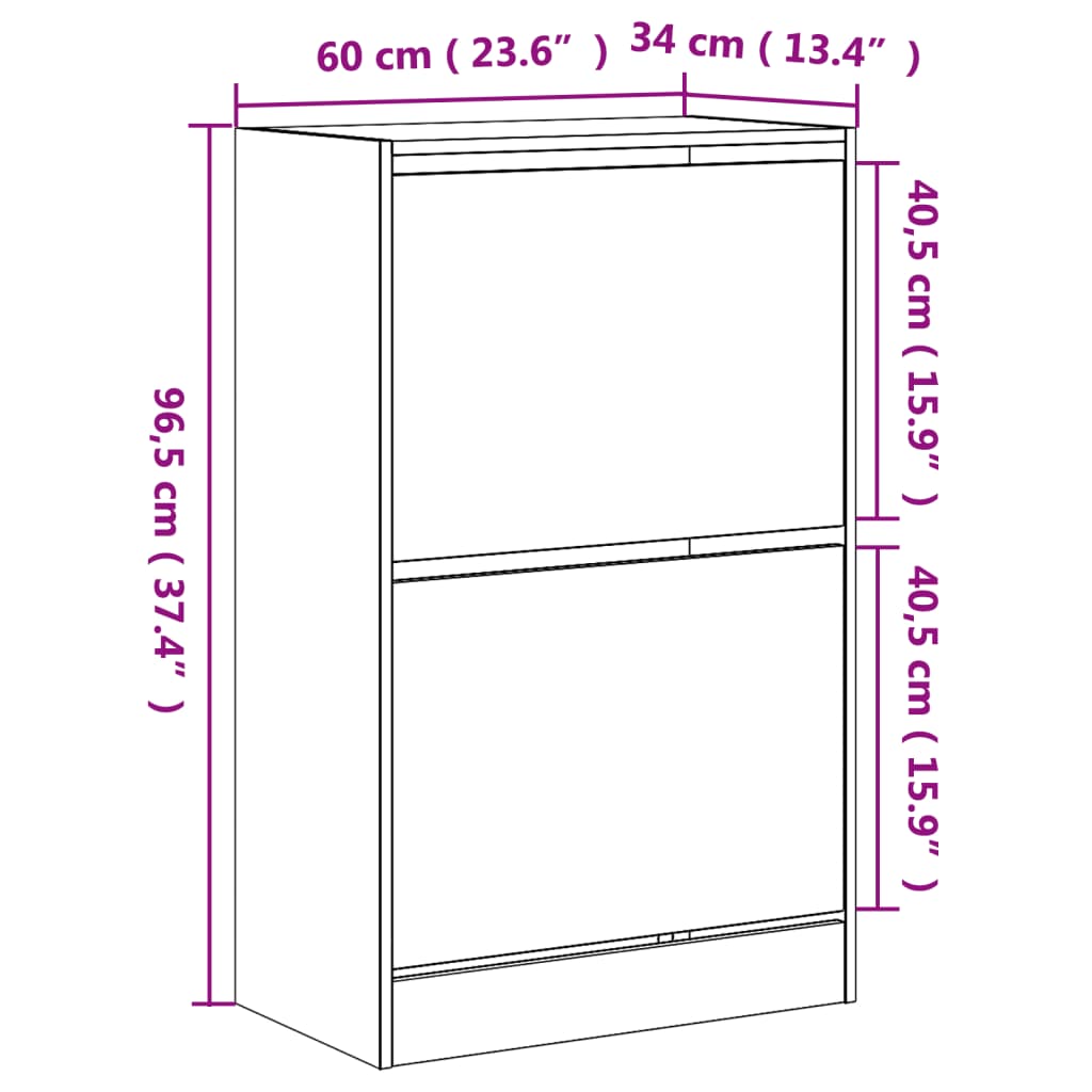 skoreol 60x34x96,5 cm konstrueret træ grå sonoma-eg