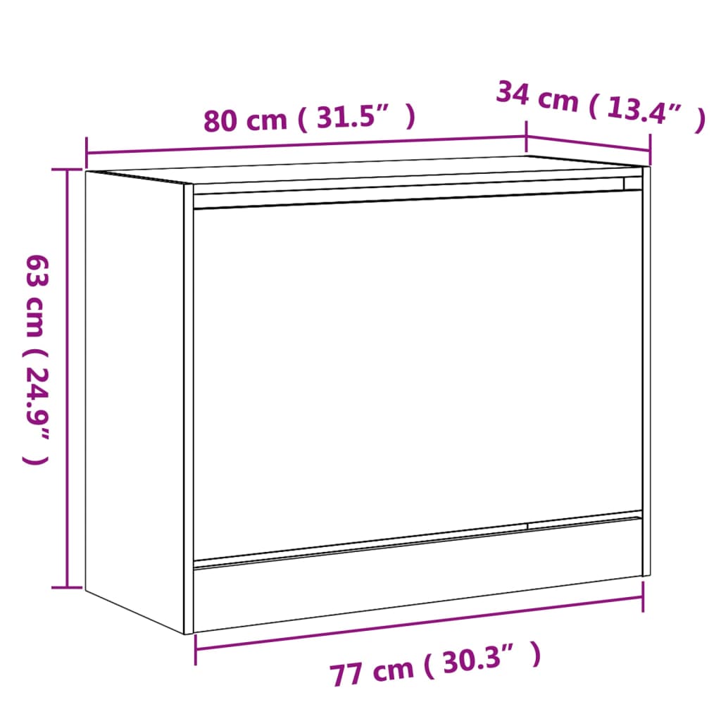 skoreol 80x34x63 cm konstrueret træ sonoma-eg