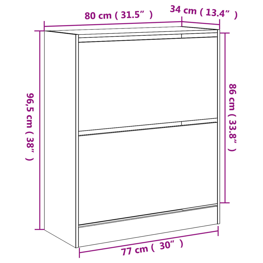skoreol 80x34x63 cm konstrueret træ hvid