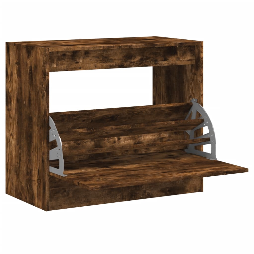skoskab 80x42x69 cm konstrueret træ røget egetræsfarve