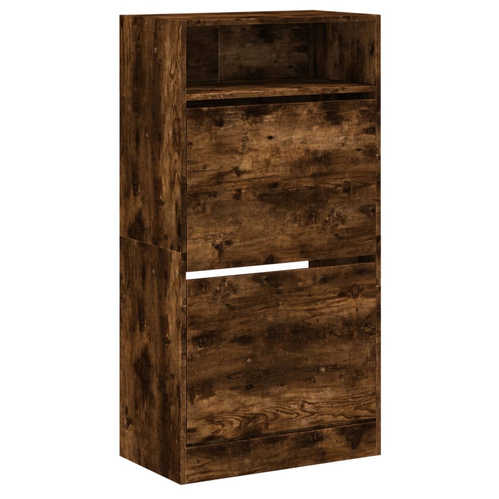 skoreol 60x34x116 cm konstrueret træ røget egetræsfarve