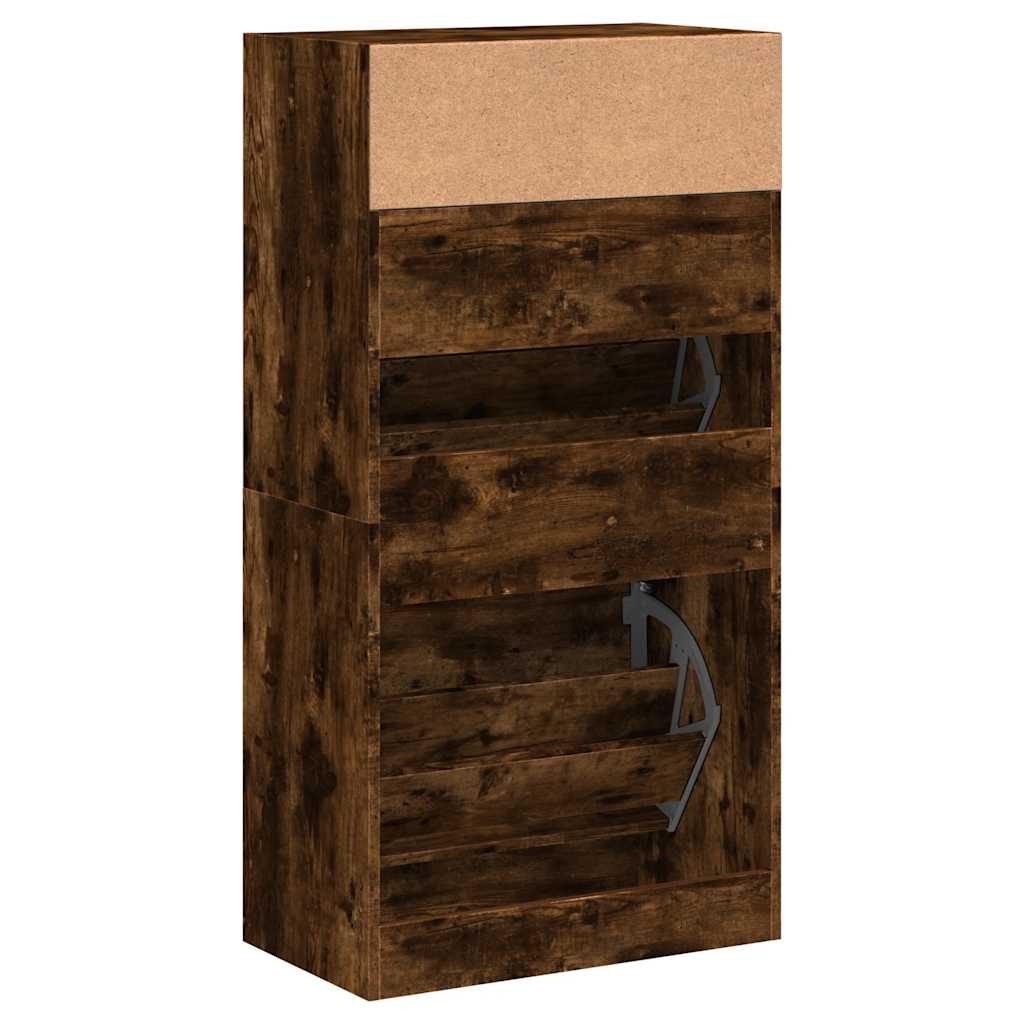 skoreol 60x34x116 cm konstrueret træ røget egetræsfarve