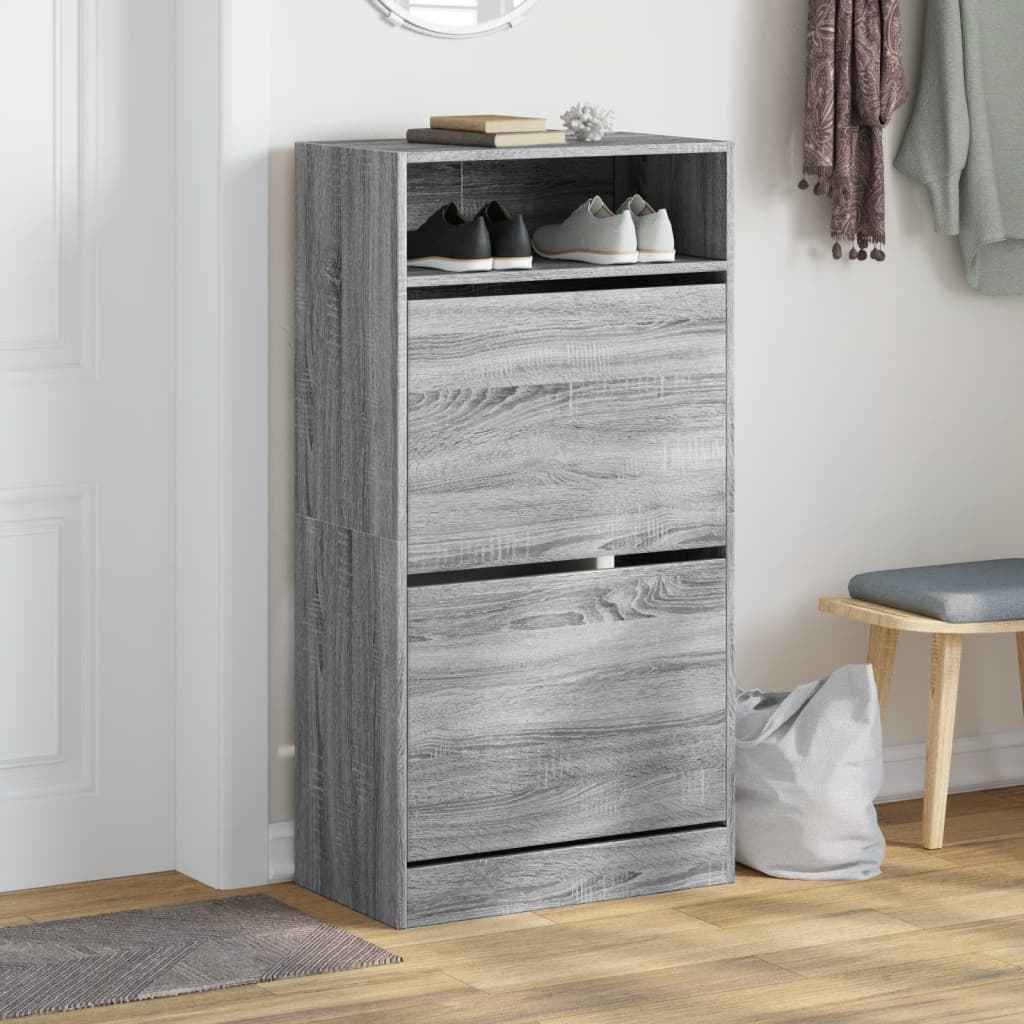 skoreol 60x34x116 cm konstrueret træ grå sonoma-eg