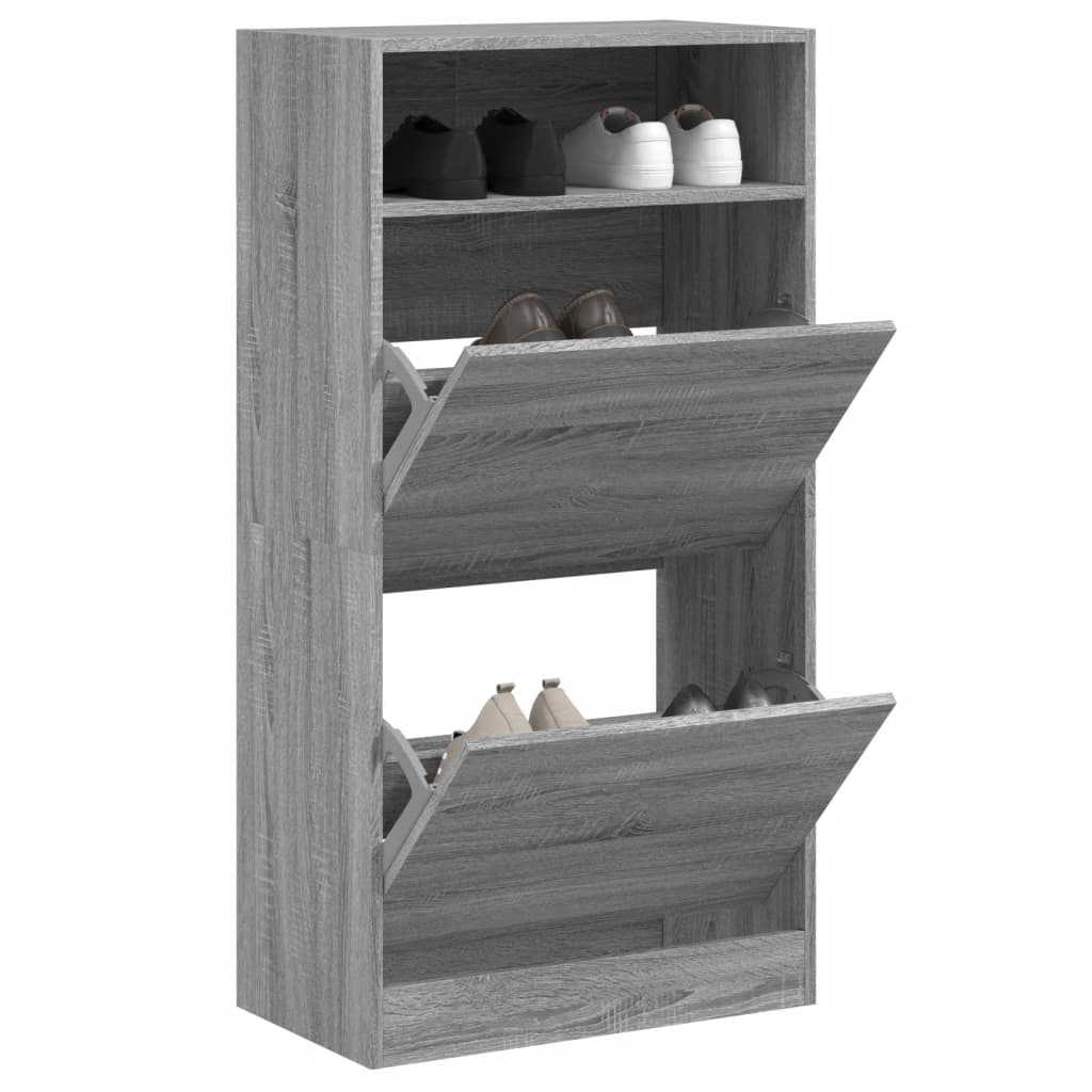 skoreol 60x34x116 cm konstrueret træ grå sonoma-eg
