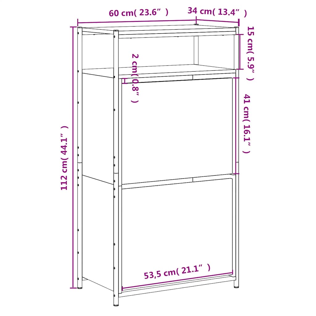 skoreol 60x34x112 cm konstrueret træ sort