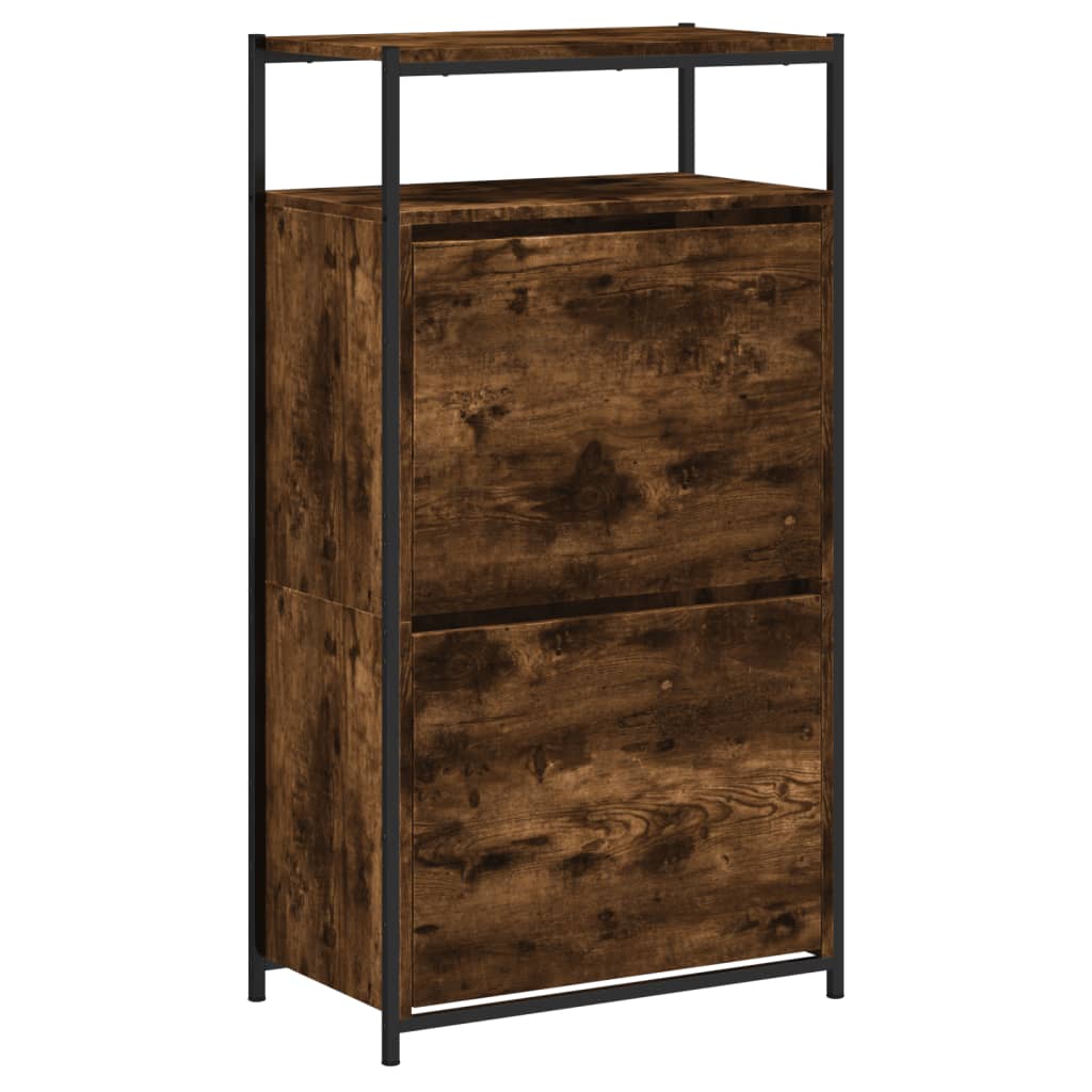 skoreol 60x34x112 cm konstrueret træ røget egetræsfarve