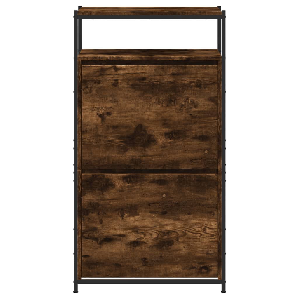 skoreol 60x34x112 cm konstrueret træ røget egetræsfarve