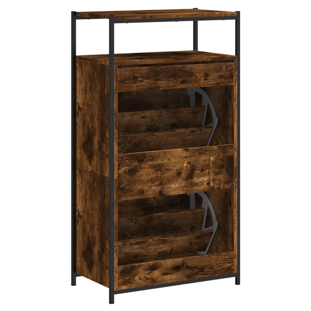 skoreol 60x34x112 cm konstrueret træ røget egetræsfarve