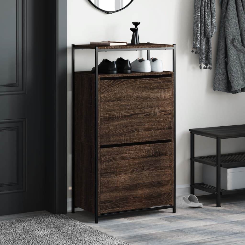 skoreol 60x34x112 cm konstrueret træ brun egetræsfarve