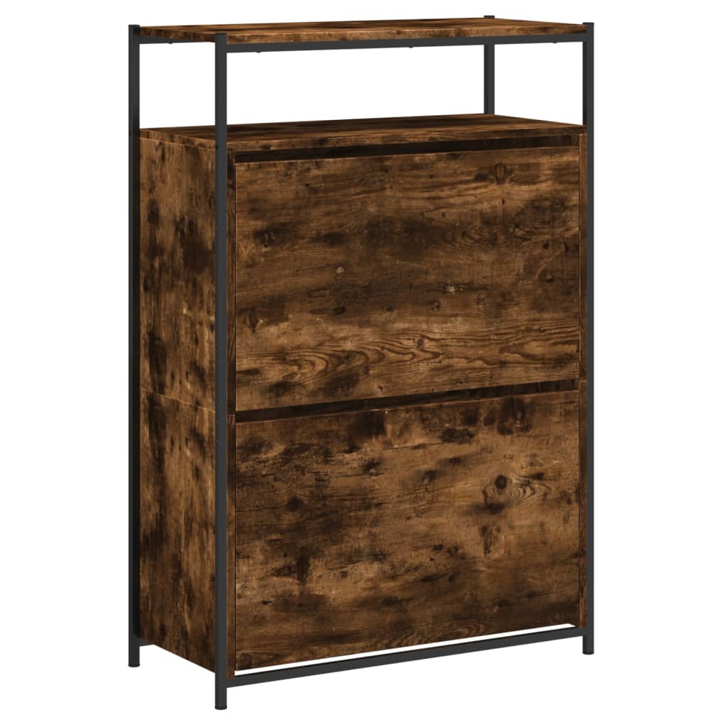 skoreol 75x34x112 cm konstrueret træ røget egetræsfarve