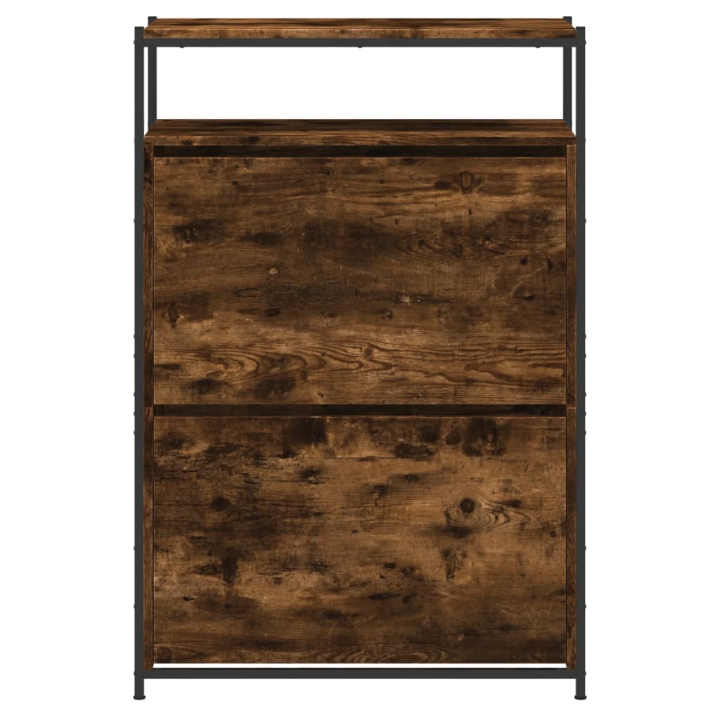 skoreol 75x34x112 cm konstrueret træ røget egetræsfarve