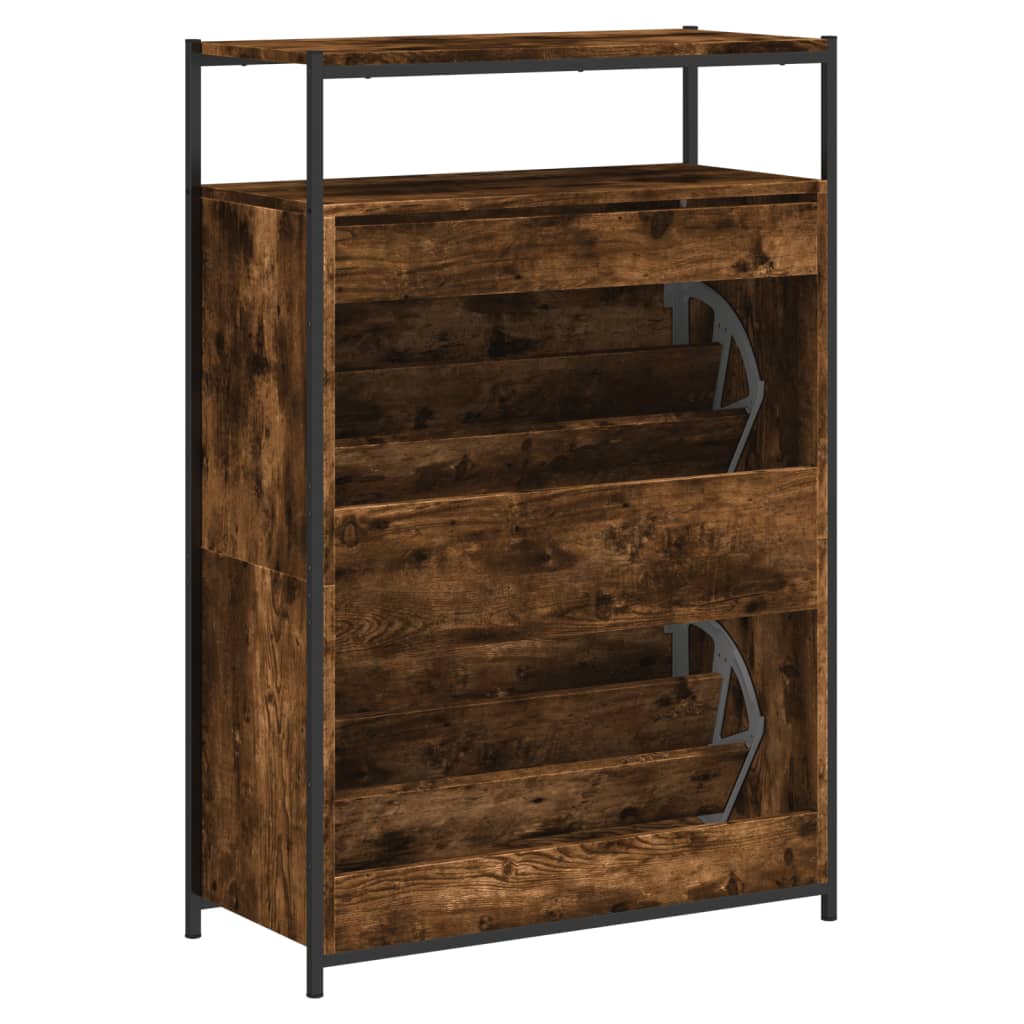 skoreol 75x34x112 cm konstrueret træ røget egetræsfarve