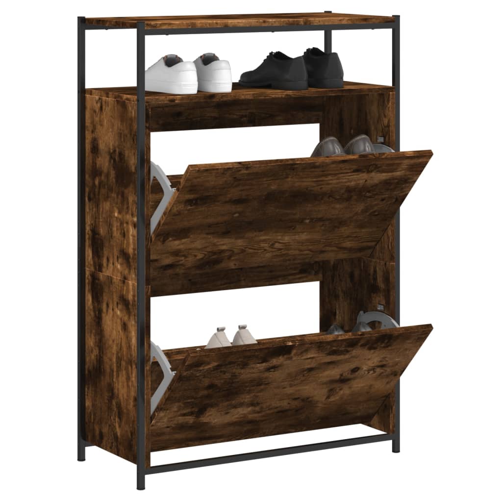 skoreol 75x34x112 cm konstrueret træ røget egetræsfarve