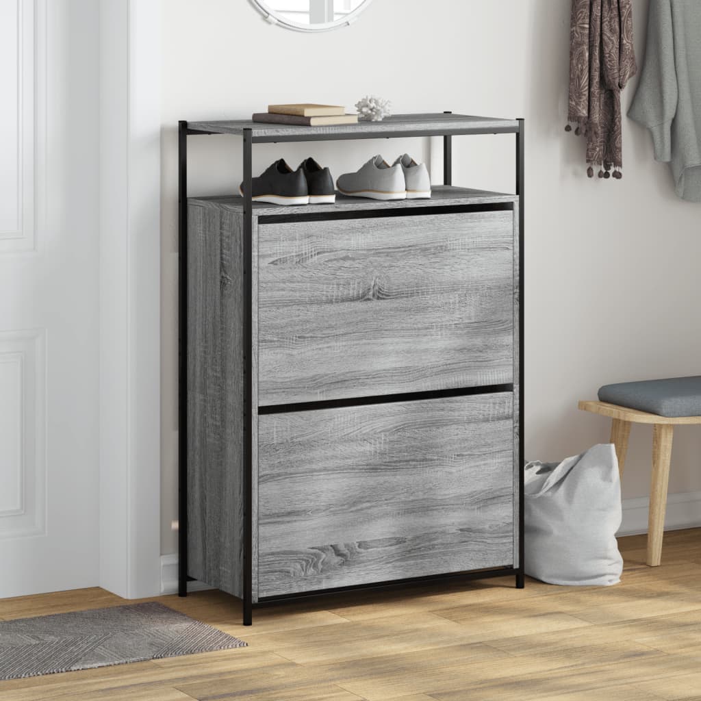 skoreol 75x34x112 cm konstrueret træ grå sonoma-eg