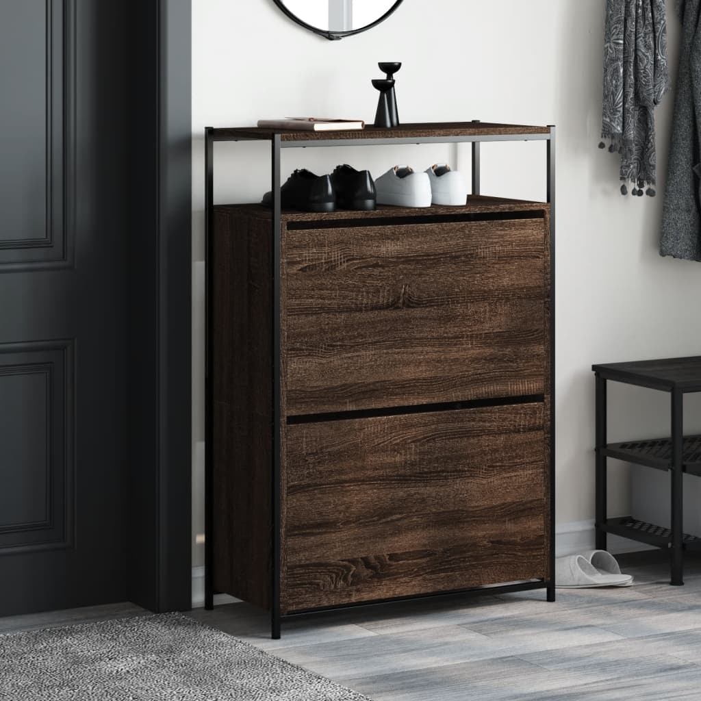 skoreol 75x34x112 cm konstrueret træ brun egetræsfarve