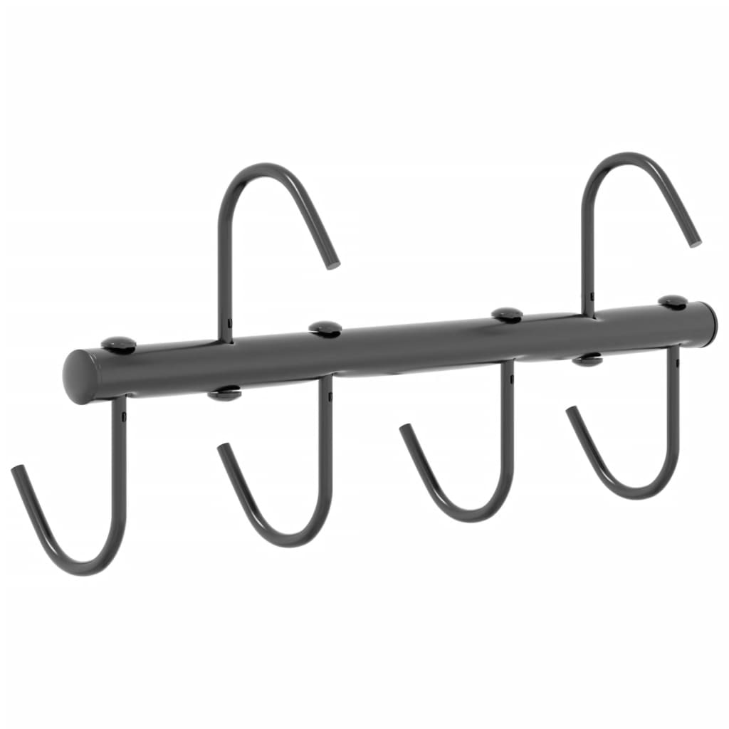 tøjleholder med 6 drejekroge stål sort
