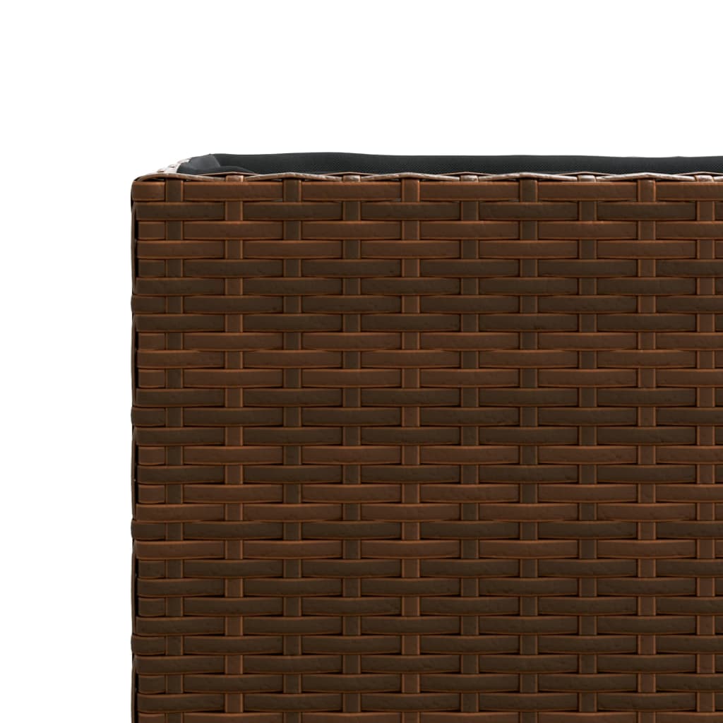 plantekasse med 2 krukker 90x20x40 cm polyrattan brun