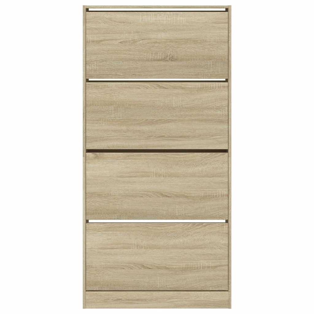 skoskab med 4 vippeskuffer 80x21x163,5 cm sonoma-eg