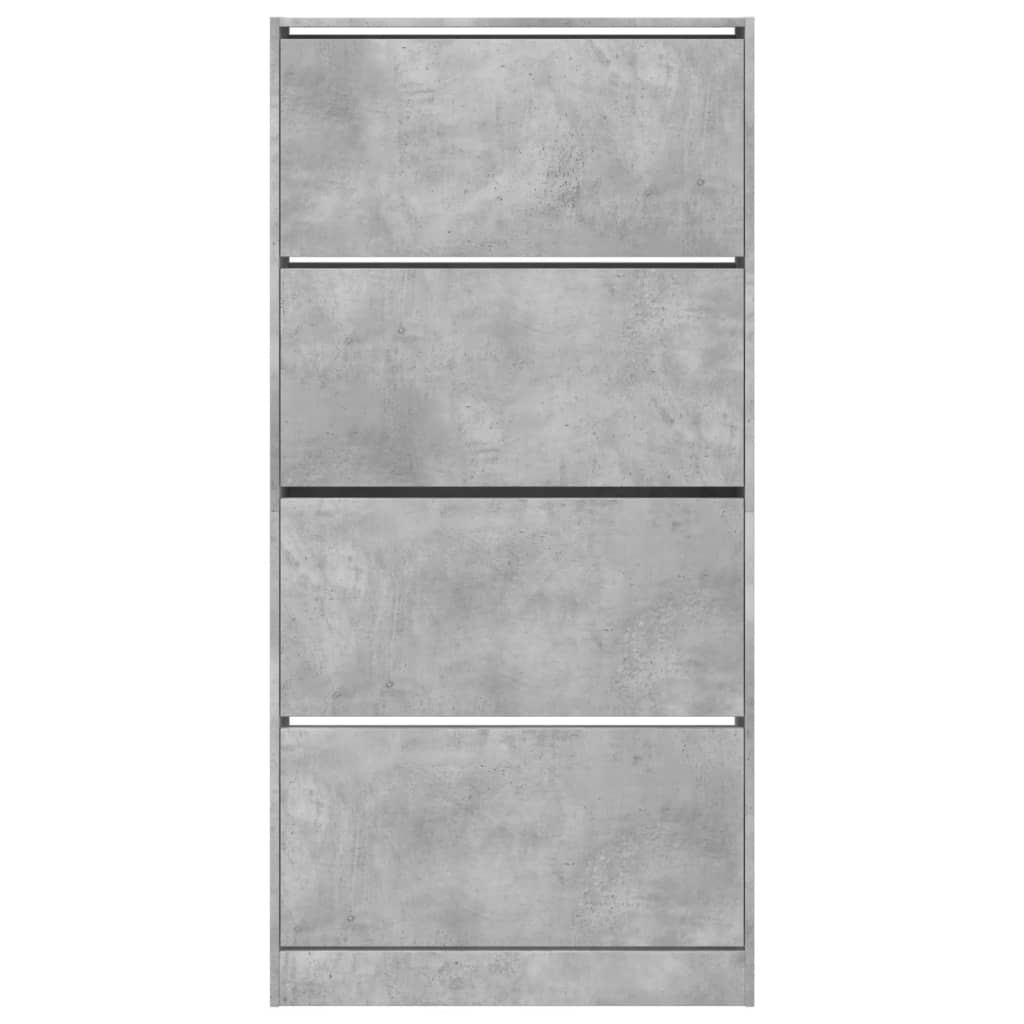 skoskab med 4 vippeskuffer 80x21x163,5 cm betongrå