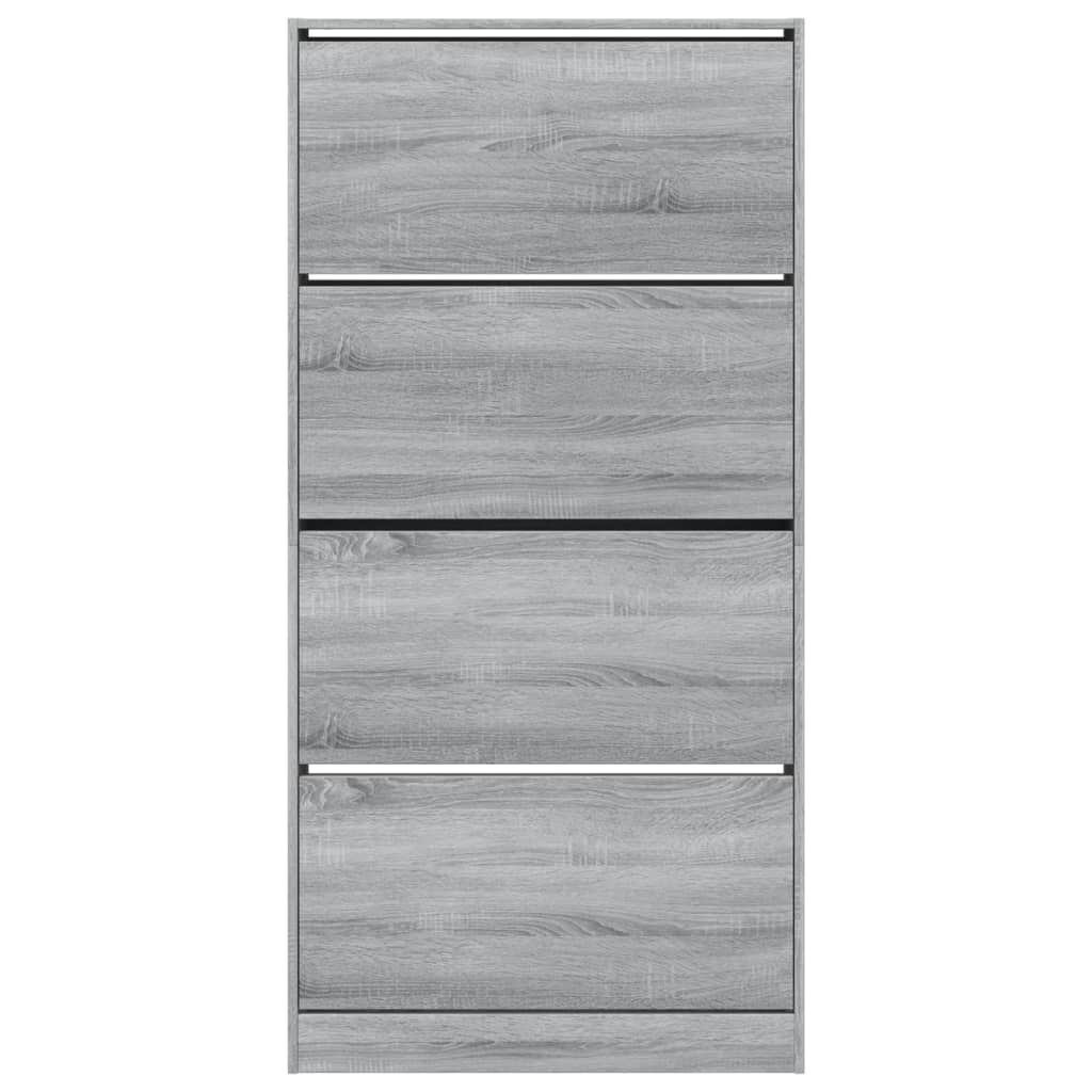 skoskab med 4 vippeskuffer 80x21x163,5 cm grå sonoma-eg